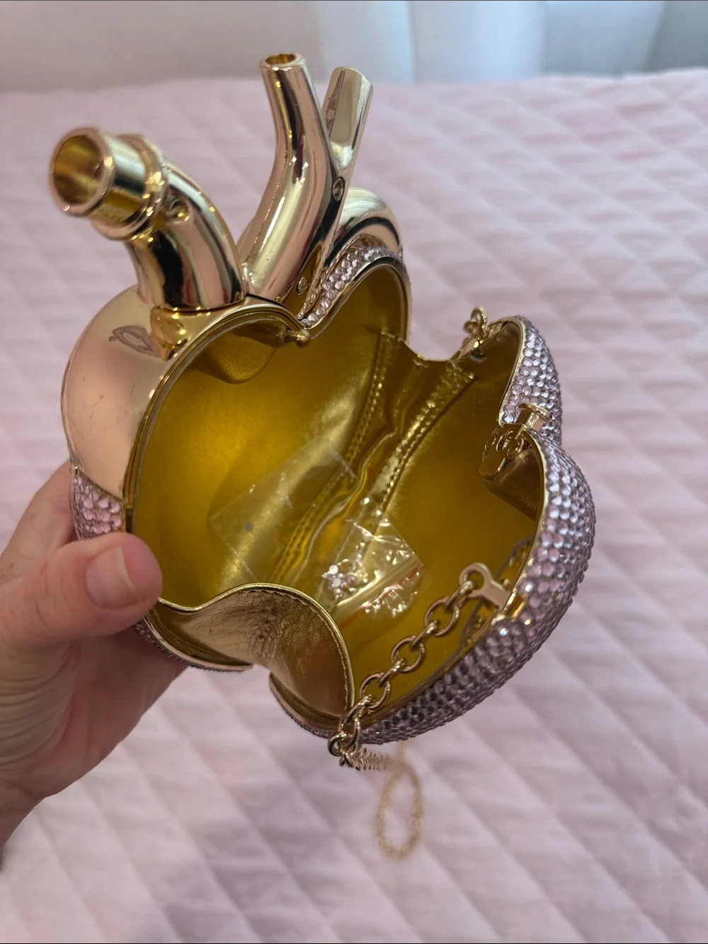 JW PEI Gold and Pink Heart-Shaped Crossbody Bag - Picture 7 of 9